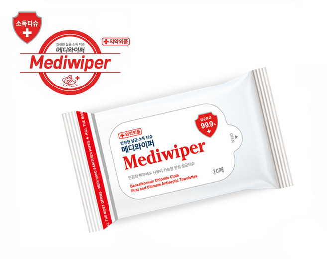 메디와이퍼 손소독 티슈 휴대형, 20매입, 100개
