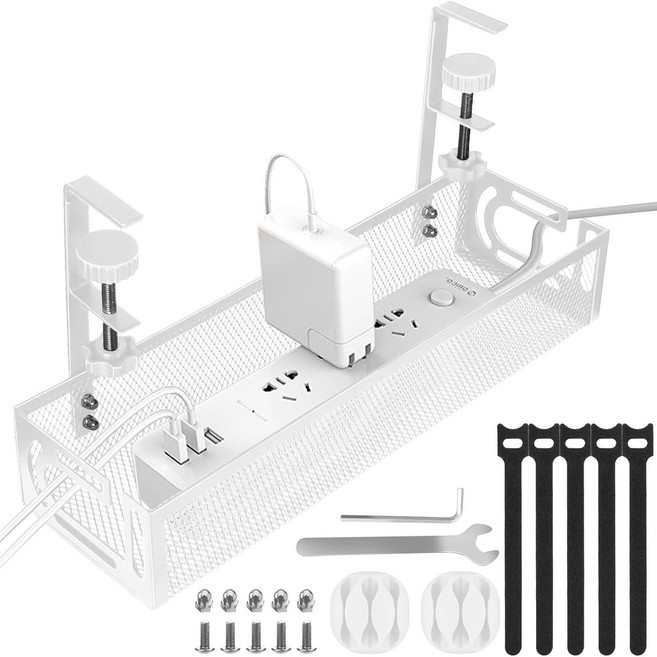 우이지아 신형 무타공 멀티탭 정리선반, 1개, 화이트