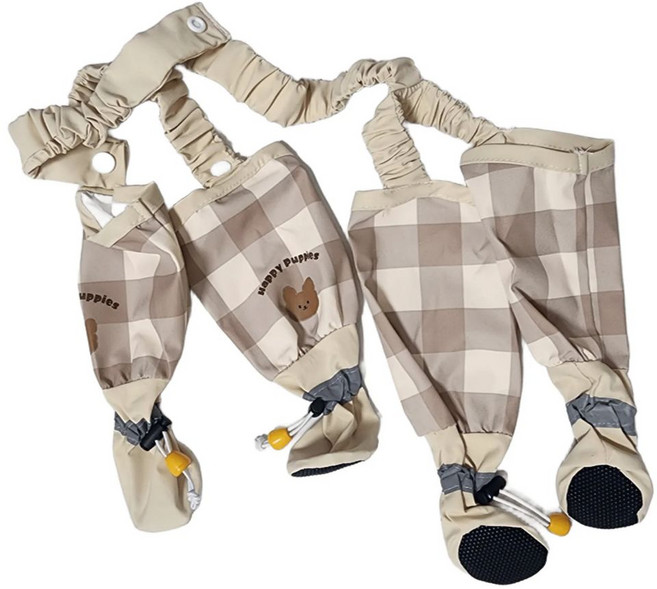 호플 반려견 올인원 일체형 방수 신발, 1개, 격자