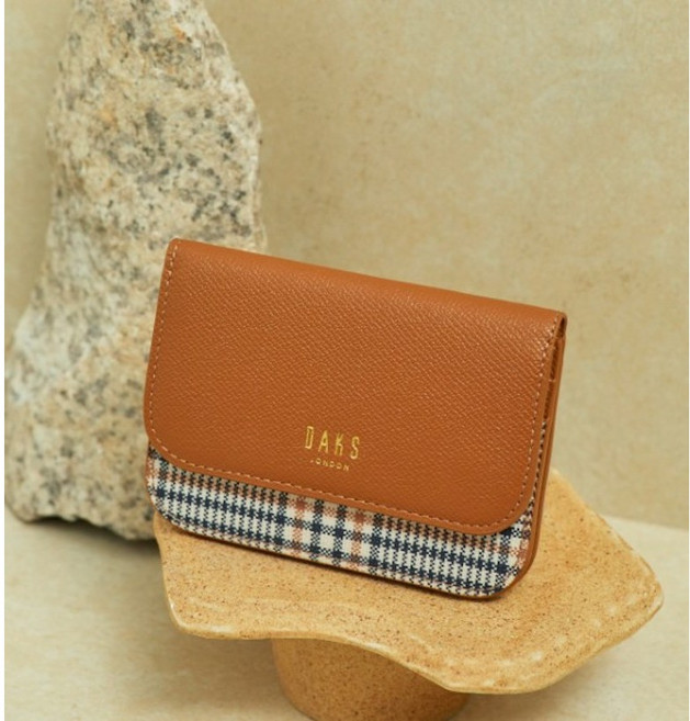 닥스 브라운 가죽배색 체크 2단 카드지갑 YMDCHO968W2