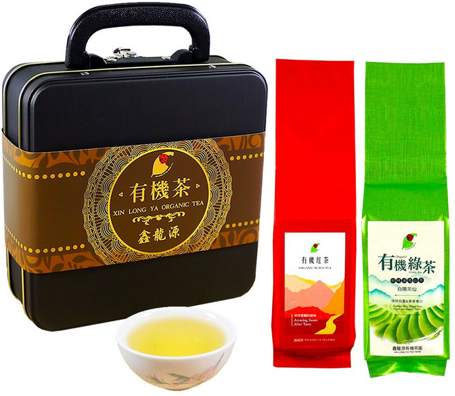 鑫龍源 杉林溪有機茶禮盒，醇淬高冷烏龍/青香甜有機綠茶/蜜蜒回甘紅茶，附提袋，有機檢驗零檢出, 30g, 1個, 2個裝