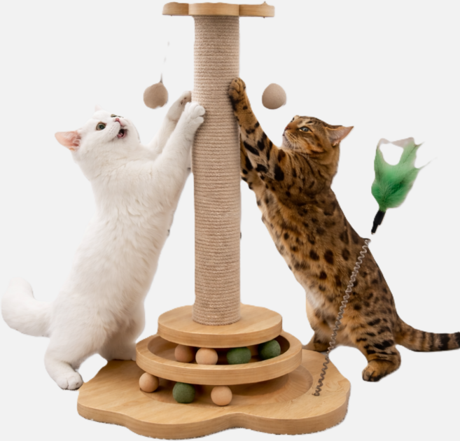 하이리브 고양이 수직 스크래쳐 기둥 장난감 스크래처, 1개, 원목색