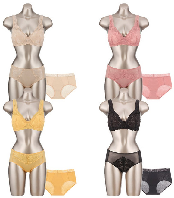 비비안 크로스 리프팅패널 풀컵 노와이어 여성 속옷 브라 팬티 세트 12종