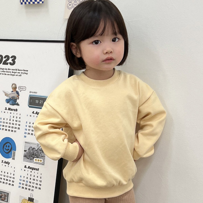 아이스토리키즈 국내산퐁퐁 무지맨투맨아기 유아동티셔츠