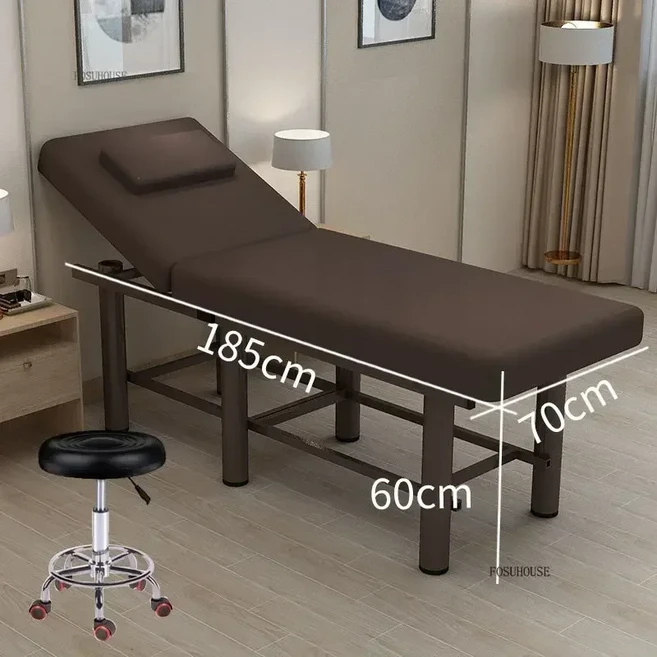 태국 전문 마사지 테이블 고급 뷰티 타투 스파 얼굴 침대 금속 조절 가능 편안한 살롱, 09 style2-185x70-stool