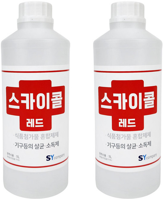 스카이콜 레드 살균소독제 75%, 2개, 1L