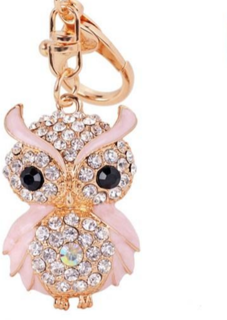 뚱보 재물 장수의 상징 코끼리 거북이 부엉이 큐빅 키링 열쇠고리 악세사리, 눈썹핑크 부엉이키링, 1개