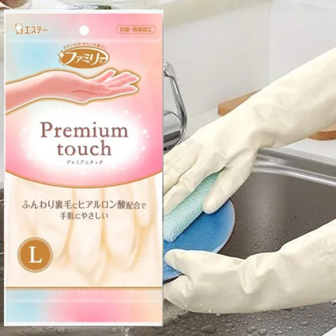 일본 에스테 프리미엄 소프트터치 히알루론산 고무장갑, 대(L), 1세트, 펄화이트