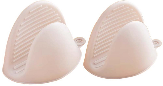 프리미엄 실리콘 주방 오븐 장갑 전자레인지 오븐 전용 뚝배기 손잡이 베이킹 주방 도구, 1세트, 화이트2p