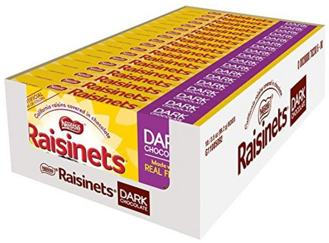 Raisinets 초콜릿 코팅 네슬레 레이제넷 다크 온 더 고 컨세션 박스 3.5온스 18개 묶음