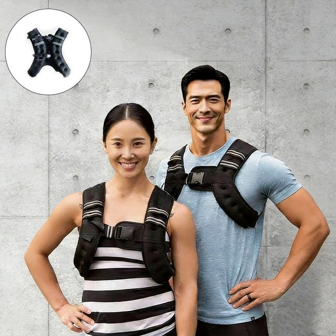 중량조끼 짧은기장 몸핏밀착 통기성 맨몸운동, 5kg, 블랙