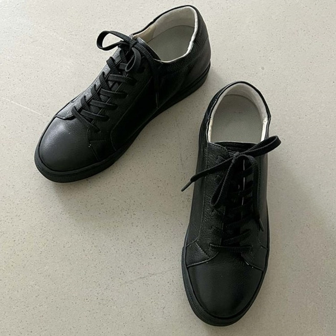 국산 리얼 레더 키높이 통굽 끈 스니커즈 운동화 5cm