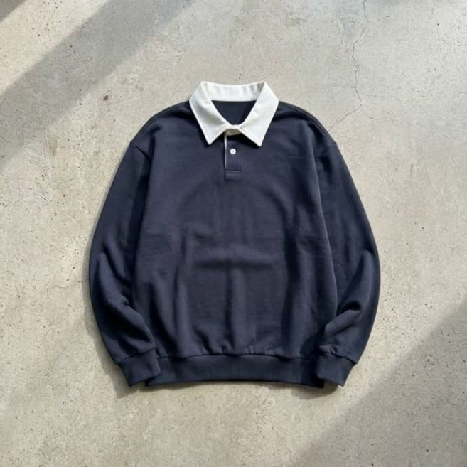 마인드브릿지 배색 카라 오버핏 맨투맨 - 2color MZTS2101