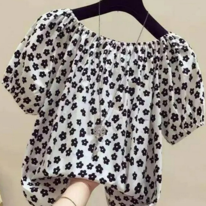 루스리더 여성 여름 퍼프 반팔 블라우스 V505