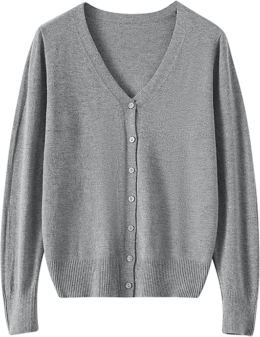 NUNUHANA 여성 베이직 스판 브이넥 니트 가디건