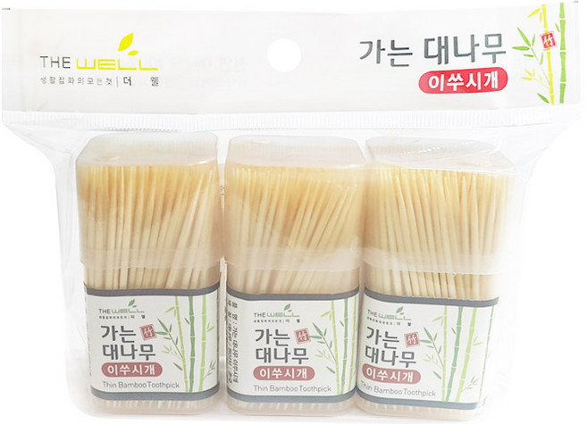 가는 대나무 이쑤시개 3통x10P 묶음, 1개