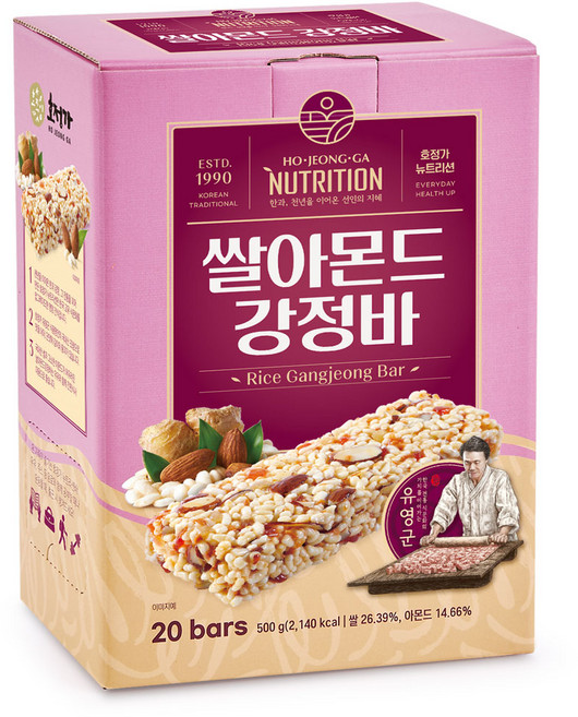 호정가 쌀아몬드강정바 / 달콤 바삭한 전통 쌀강정 뉴트리션바(쿠팡), 1박스, 500g