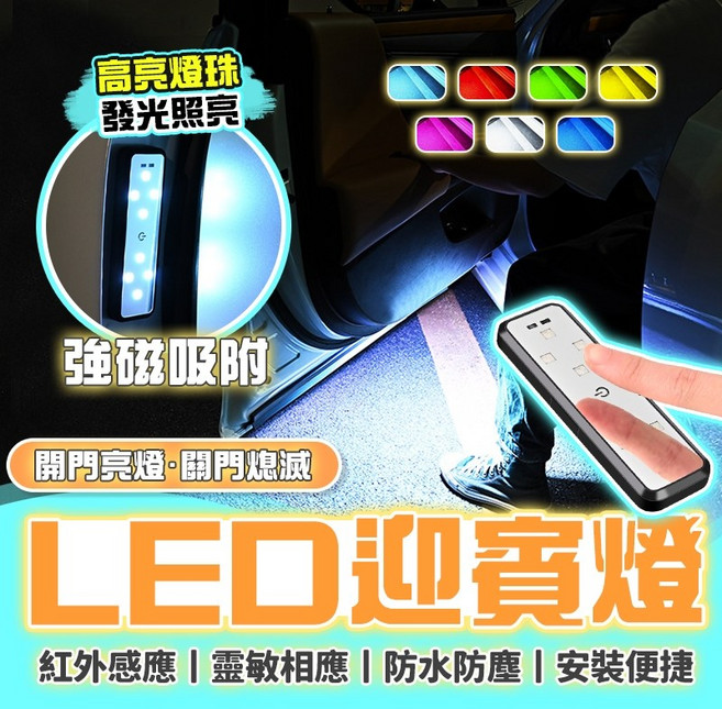 LED車門紅外線感應迎賓燈, 1個, LED車門紅外線感應迎賓燈【1個裝】