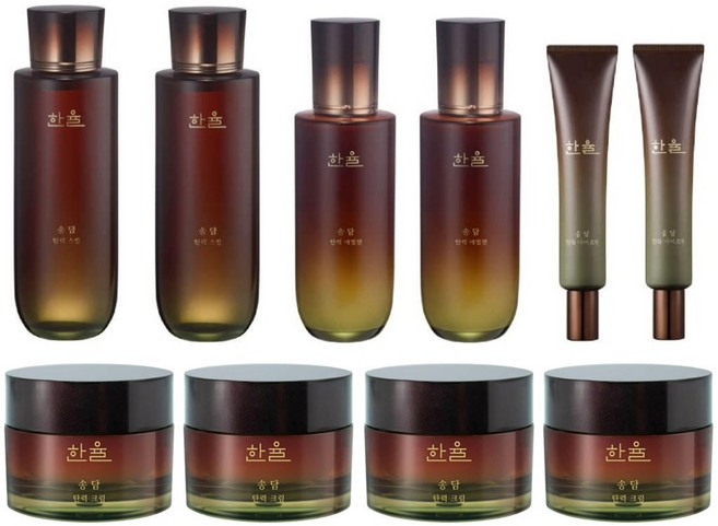 [한율] [본사직영★빠른배송] 송담 탄력 기초풀세트 더블구성(스킨*2개+에멀젼*2개+크림*4개+아이크림*2개+쇼핑백*2개), 1세트