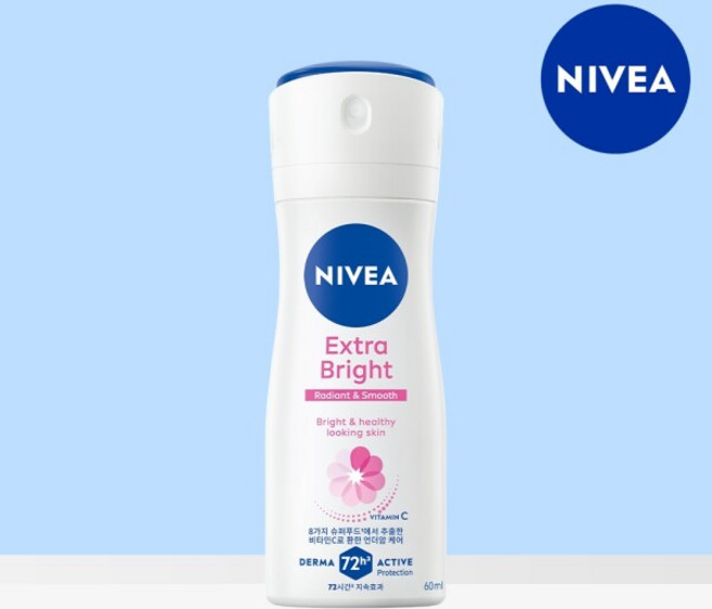 [니베아] 데오드란트 스프레이 엑스트라 브라이트 60ml 1개
