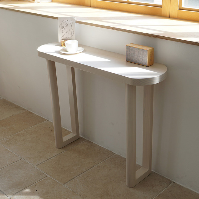 바우미스트 하제 타원형 원목 인테리어 콘솔선반, 아이보리