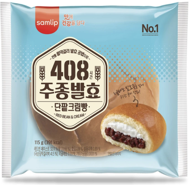 삼립 408시간 주종발효 단팥크림빵 115g 풍미 구수한맛, 2.3kg, 1박스