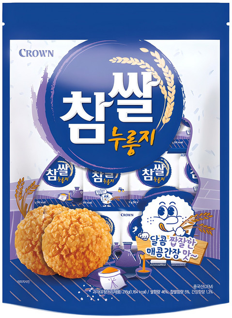 크라운 참쌀 누룽지, 216g, 1개