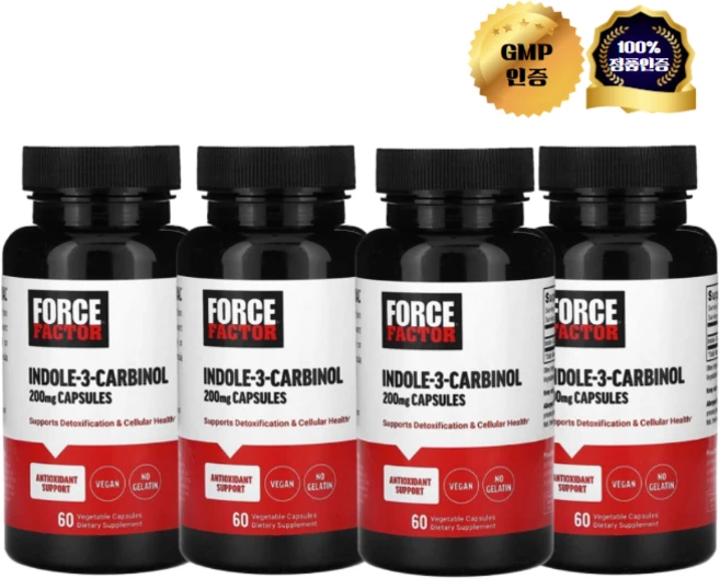 2+2 포스 팩터 인돌3카르비놀 200mg 캡슐 60정, 4개 - 쿠팡
