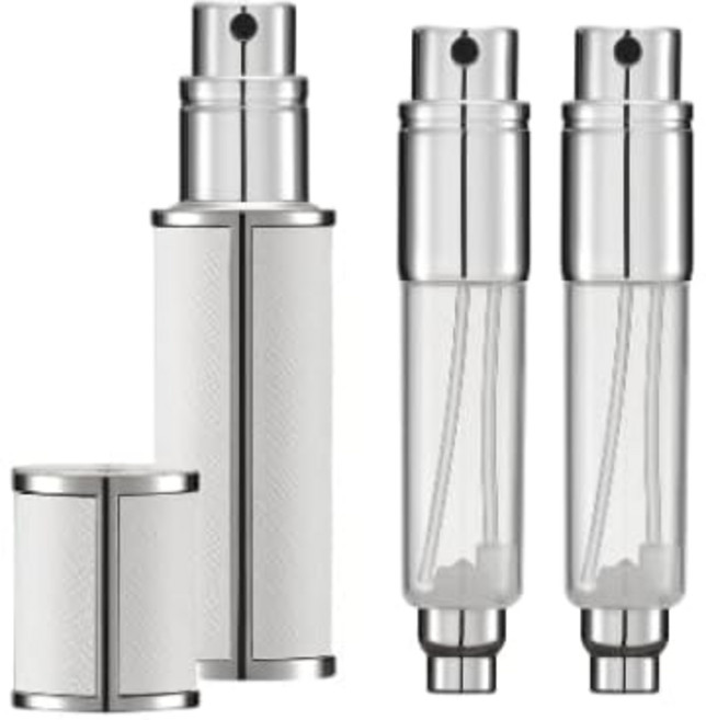 공식 TRAVALO (트라바로) 아토마이저 밀라노 프리미엄 세트 인너 보틀 2개 포함 향수 리필 간편 새지 않는다 휴대 여행 향수 병 5ml 다이렉트 차지 (화이트)