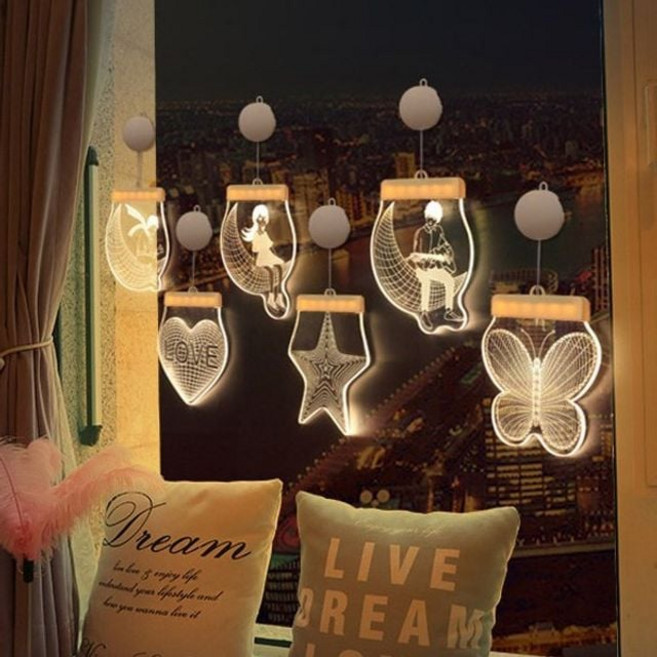 인테리어 조명 벽등 침실 카페 무드등 3D 부착식 23039EA 1(pc), 리본소년, 1개