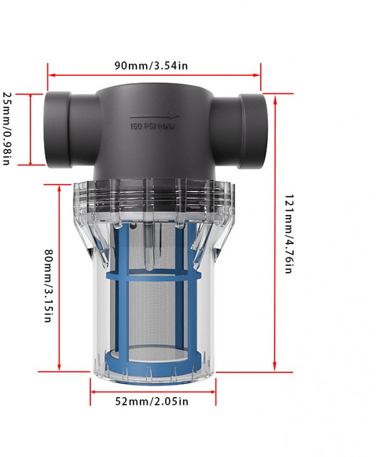 내부 파이프 필터 프리 304 투명 스틸 20개 수도관 수돗물 3/4인치 스테인레스 플라스틱 스레드, F 0 75inch 100 mesh