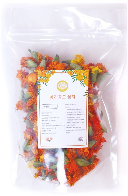 [꽃담길] 40g 대용량 지퍼백 국내산 100% 마리골드 꽃차, 1개, 1개입