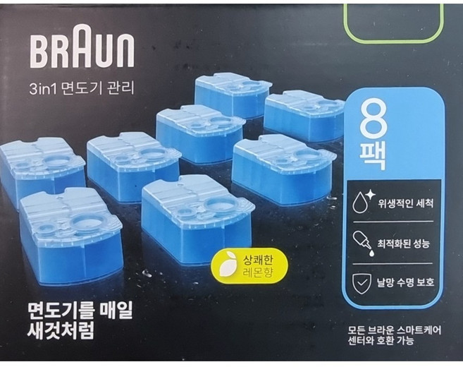 브라운 클린앤리뉴 면도기 세정액 CCR 170ml 8개입 세척카트리지, CCR (8개입)