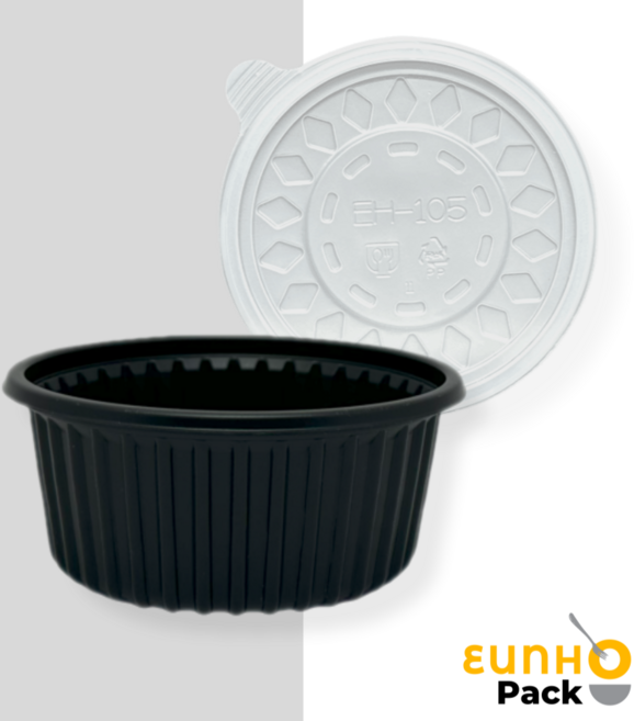 은호팩 일회용 소스용기 105파이 PP 소 흑색 포장 배달용기, 1000세트, 1000개입