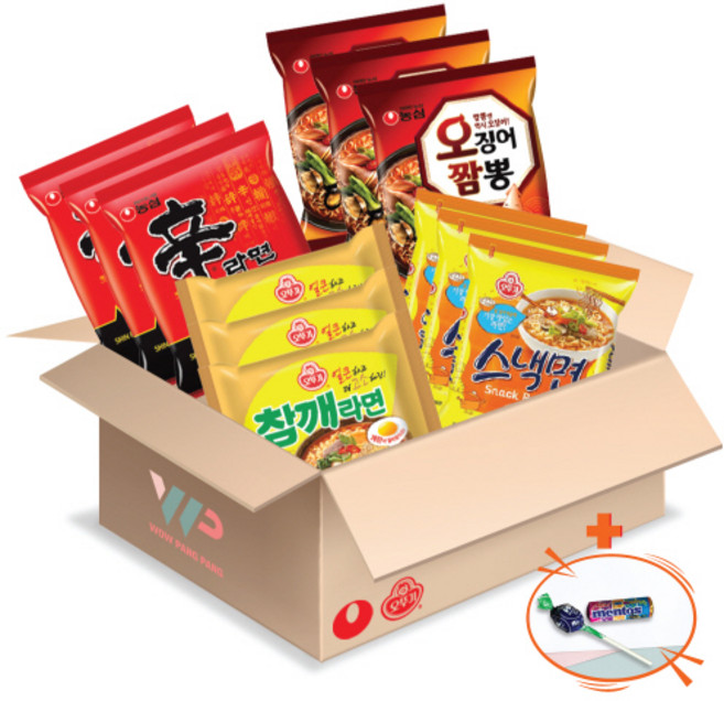 농심 오뚜기 봉지라면 혼합세트 4종 12봉입 신라면 3개입+오징어짬뽕 3개입+참깨라면 3개입+스낵면 3개입 총12봉입 멘토스+투시팝캔디 사은품 2종 증정, 1세트