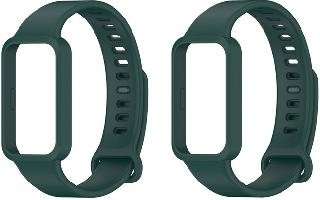 오네꼬네 샤오미 미밴드9 액티브 일체형 스트랩 밴드 시계줄 호환용, 2개, 딥그린