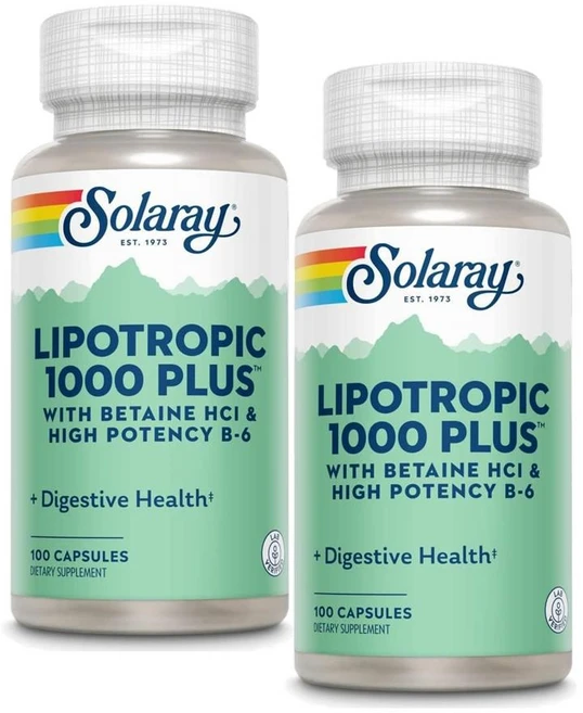 솔라레이 리포트로픽 1000 플러스 베타인 HCI 비타민B6 SOLARAY Lipotropic 1000 Plus, 2개, 100정 - 쿠팡