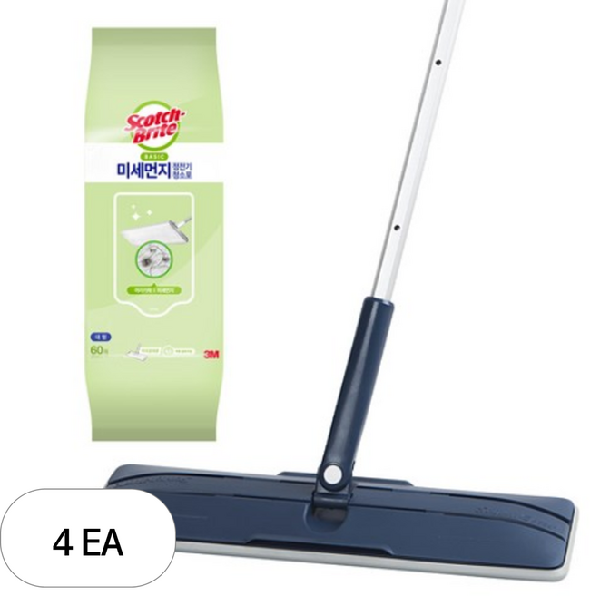 스카치브라이트 올터치 더블액션 막대걸레 대형 + 정전기청소포 60매, 4세트