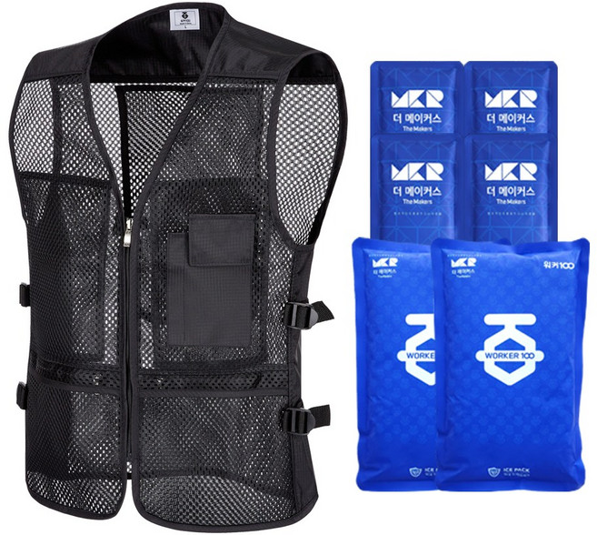 워커백 오래가는 아이스조끼 여름작업복 망사 쿨 냉조끼 쿨조끼(블랙)