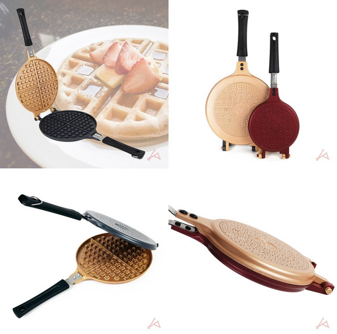 홈카페 인덕션 원형 와플메이커 논스틱 코팅팬 인덕션팬 간식 열전도, 점보
