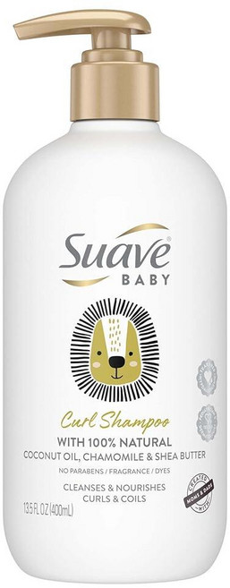 Suave 베이비 컬 샴푸 곱슬머리 코일리 헤어용 100% 천연 코코넛 오일 카모마일 및 시어 버터 함유 파라벤 없음 향료 염료 382.7g13.5온스 138787, Suave 베이비 컬 샴푸, 곱슬머리, 코일리 헤어용,, 400ml