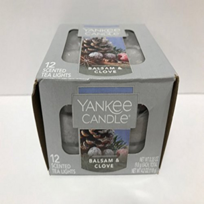 양키 캔들 발삼 & 클로브 12 티라이트 Yankee Candle Balsam & Clove 12 Tea Lights, 1개, Blue