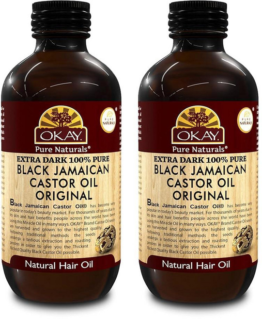 Okay MEN 캐스터 오일 수염 및 모발 성장 - 남성용 트리트먼트 천연 성분이 함유된 부드러운 모발용 모이스처라이저 헥산 프리 113.4g(4온스) (2팩) 176061