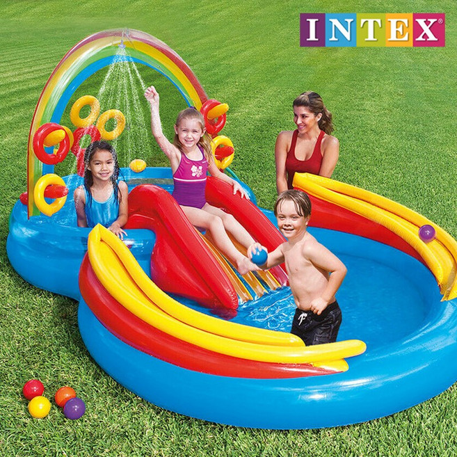 인텍스 레인보우링 플레이 풀장 57453, 혼합색상, 1개