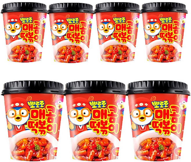 뽀로로 매콤 컵 떡볶이 7개(120gx7개) 어린이캠핑여행식품즉석간편, 120g, 7개