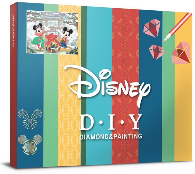 디즈니 한국의 미키와 미니 보석십자수 캔버스 40x50cm DBS014, 1개, 혼합