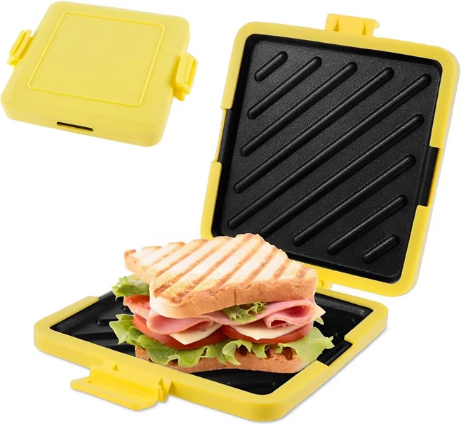 올스토어 전자레인지 토스티 샌드위치 메이커 및 그릴 실리콘 조리기구 논스틱 코팅 히트웨이브 컴팩트, 10 Yellow thin style