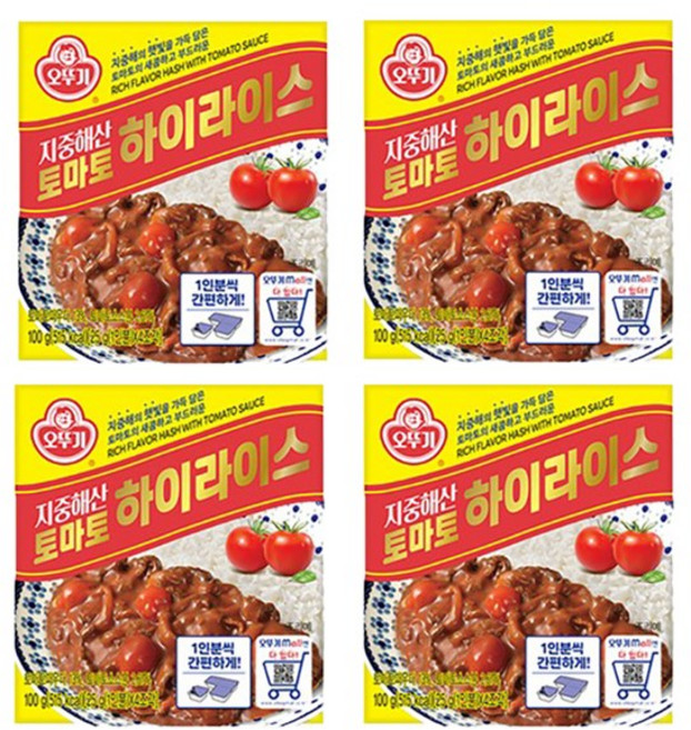 오뚜기 지중해산 토마토 하이라이스 고형, 100g, 4개