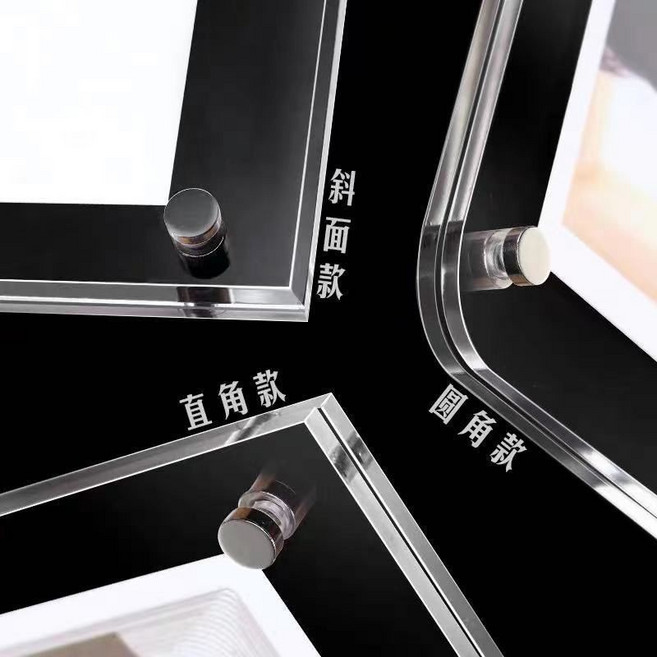 亞克力桌上展示牌 廣告展示架 透明水晶相框 營業執照授權證書獎狀框, 1個, 斜角相框,裝16寸【30*40】