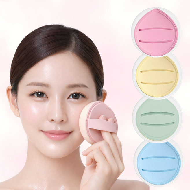 차밍한 마카롱 아기궁둥이 대왕퍼프 쫀득 모찌쿠션, 1세트, 4종